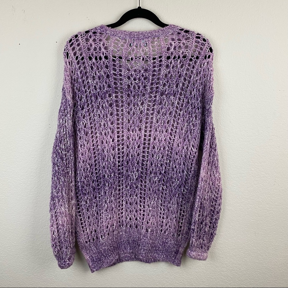 NEW YORK COMPANY NYC Purple Ombre Sweater XL Open Knit Eyelet Lightweight F83 - Picture 9 of 9
